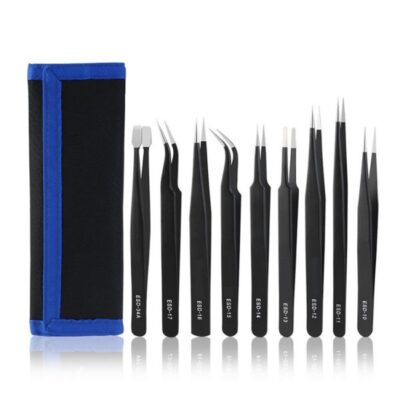 Tweezers Set with Carrying Pouch (9 pieces set)